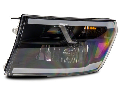 Raxiom 09-18 Dodge RAM 1500/2500/3500 Axial Headlights w/ SEQL LED Bar- Black Housing (Clear Lens)