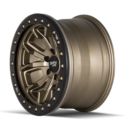 Dirty Life 9303 DT-1 17x9 / 5x127 BP / -12mm Offset / 78.1mm Hub Satin Gold Wheel - Sim. Beadlock