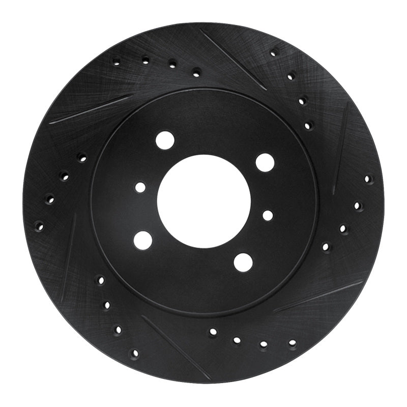 R1 Concepts R1 98-07 Mitsubishi Lancer Front Right Drilled & Slotted Black Brake Rotor