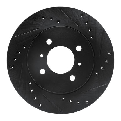 R1 Concepts R1 98-07 Mitsubishi Lancer Front Right Drilled & Slotted Black Brake Rotor