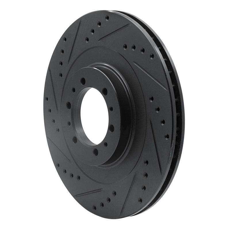 R1 Concepts R1 98-04 Mitsubishi Montero Front Left Drilled & Slotted Black Brake Rotor