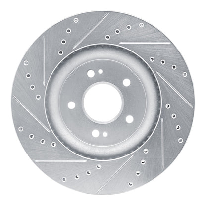 R1 Concepts R1 18-23 Genesis G70 Front Right Drilled & Slotted Silver Brake Rotor