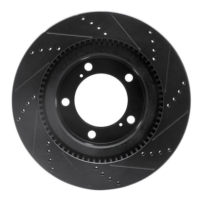 R1 Concepts R1 07-22 Lexus LX570 Front Left Drilled & Slotted Black Brake Rotor
