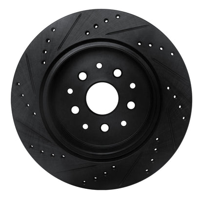 R1 Concepts R1 93-98 Toyota Supra Rear Right Drilled & Slotted Black Brake Rotor