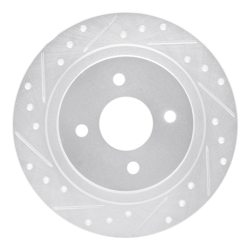 R1 Concepts R1 02-04 Ford Focus Rear Left Drilled & Slotted Silver Brake Rotor