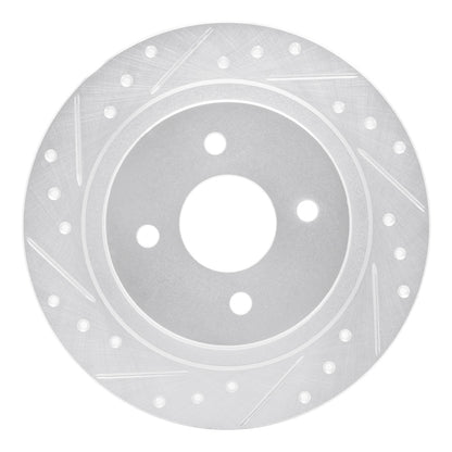 R1 Concepts R1 02-04 Ford Focus Rear Left Drilled & Slotted Silver Brake Rotor
