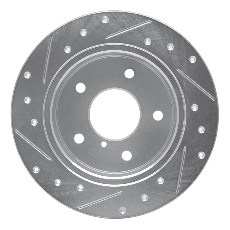 R1 Concepts R1 89-91 Mazda RX-7 Rear Right Drilled & Slotted Silver Brake Rotor