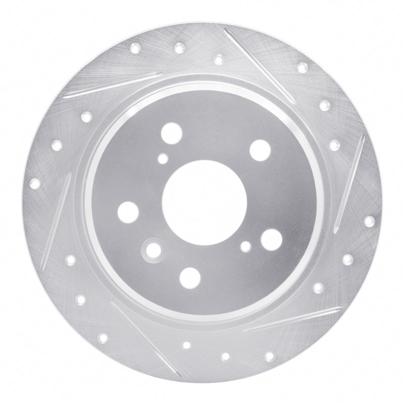 R1 Concepts R1 95-99 Toyota Avalon Rear Right Drilled & Slotted Silver Brake Rotor