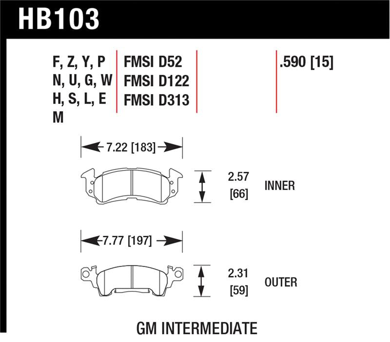 Hawk Performance Hawk 96-81 Chevy Camaro DTC-60 Race Front Brake Pads