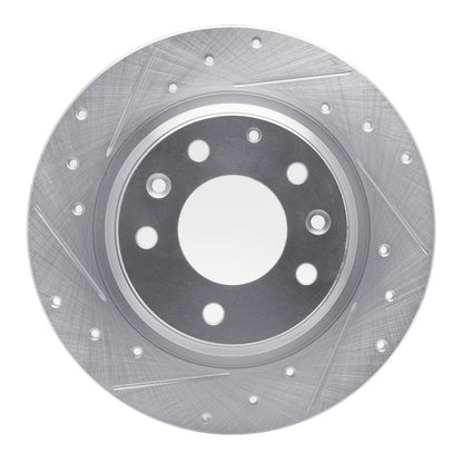 R1 Concepts R1 98-15 Ford Fusion Rear Left Drilled & Slotted Silver Brake Rotor