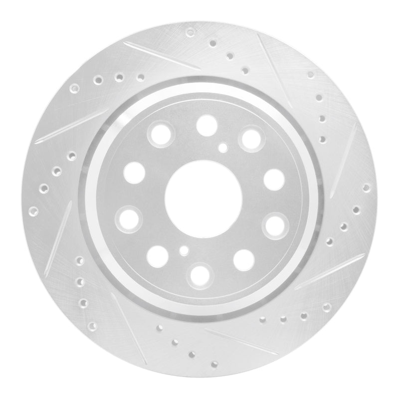 R1 Concepts R1 07-17 Lexus LS460 Rear Right Drilled & Slotted Silver Brake Rotor