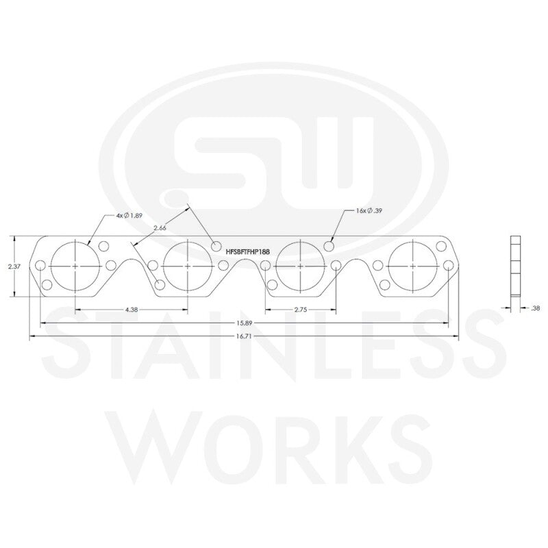Stainless Works Small Block Ford Trick Flow High Port Header 304SS Exhaust Flanges 1-7/8in Primaries