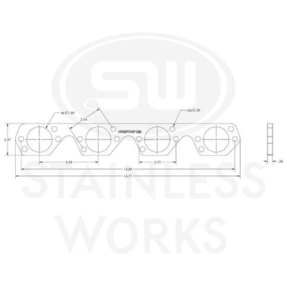 Stainless Works Small Block Ford Trick Flow High Port Header 304SS Exhaust Flanges 1-7/8in Primaries