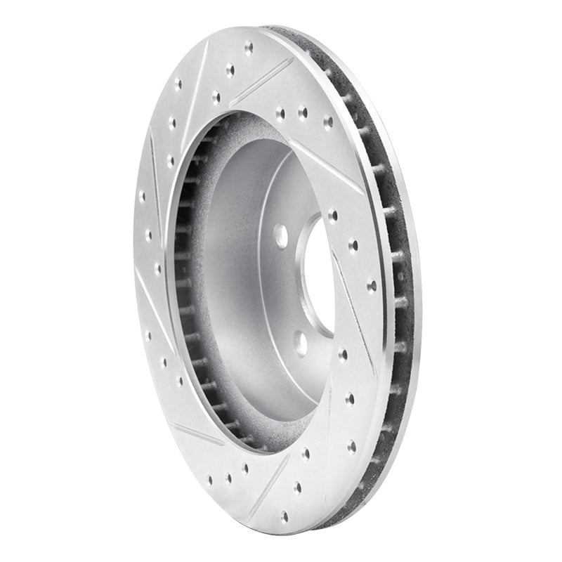 R1 Concepts R1 82-90 Ford Mustang Rear Right Drilled & Slotted Silver Brake Rotor