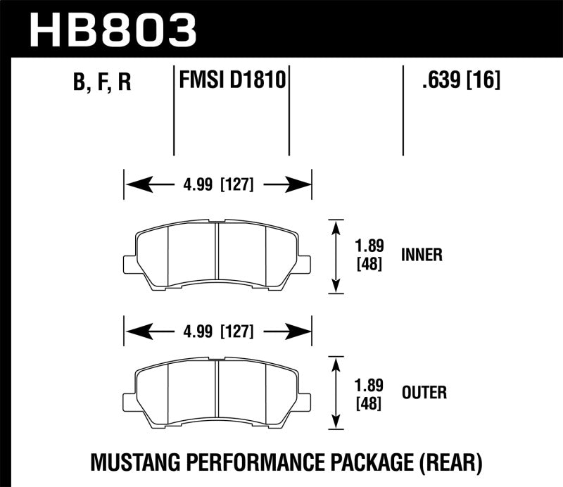 Hawk Performance Hawk 16-17 Ford Mustang Brembo Package HPS 5.0 Rear Brake Pads