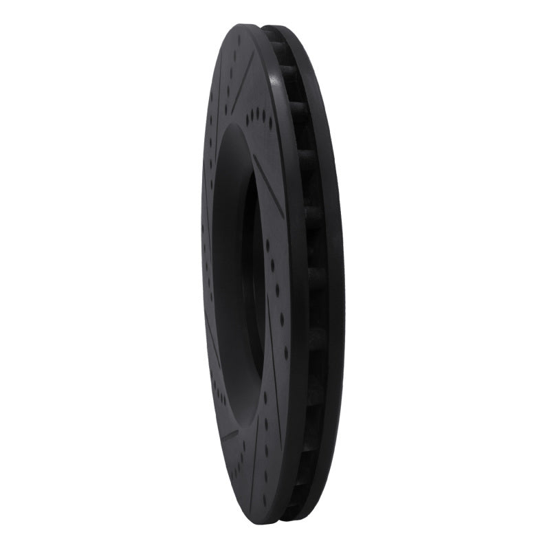 R1 Concepts R1 05-11 Audi A6 Quattro Front Right Drilled & Slotted Black Brake Rotor