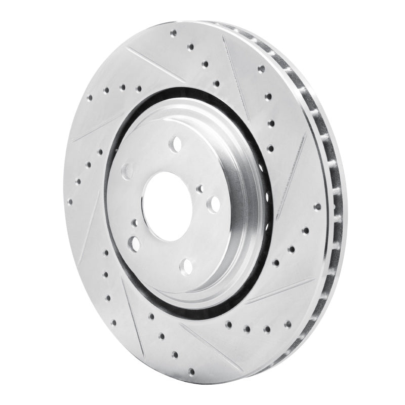 R1 Concepts R1 08-21 Lexus NX200T Front Right Drilled & Slotted Silver Brake Rotor