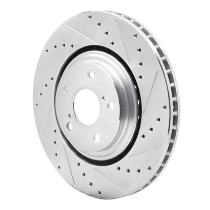 R1 Concepts R1 08-21 Lexus NX200T Front Right Drilled & Slotted Silver Brake Rotor