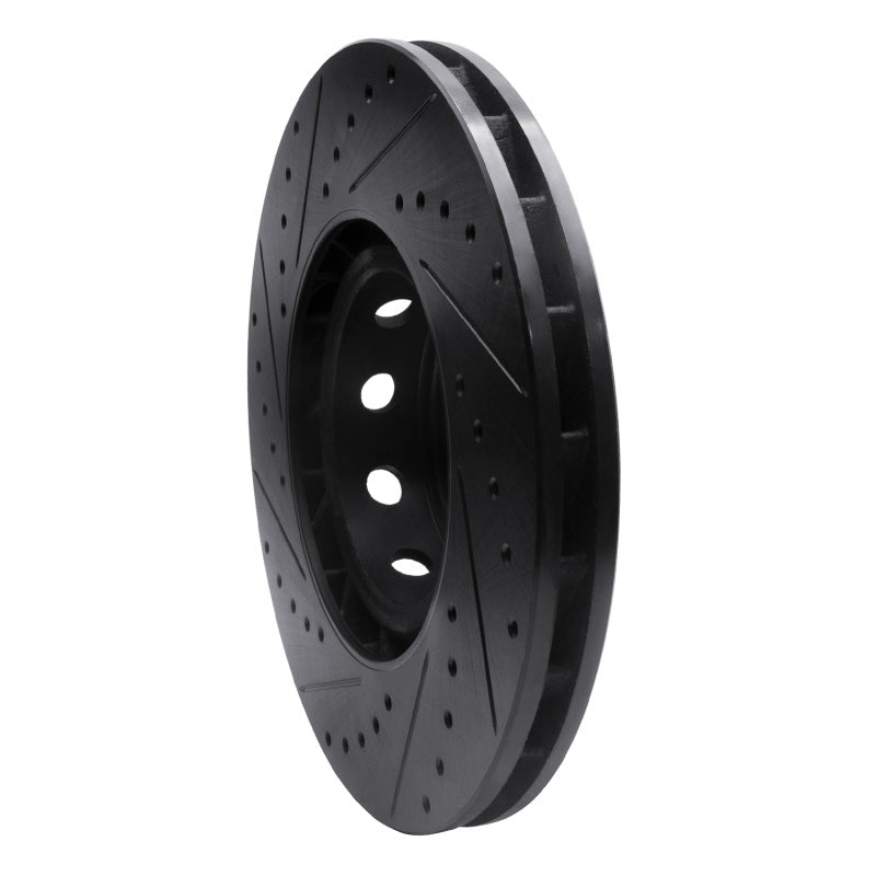 R1 Concepts R1 00-03 BMW M5 Left Front Drilled & Slotted Black Brake Rotor