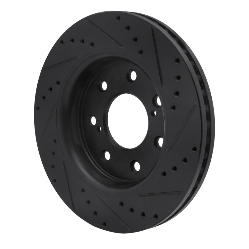 R1 Concepts R1 10-14 Ford F-150 4WD Front Left Drilled & Slotted Black Brake Rotor