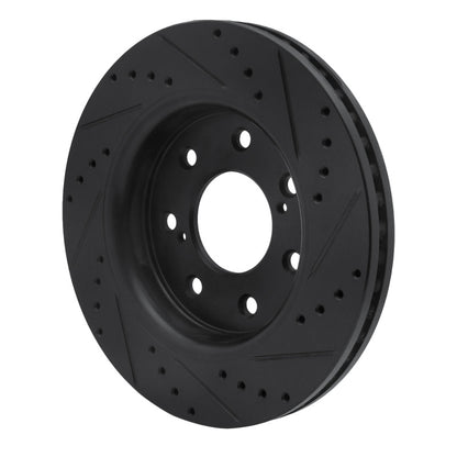 R1 Concepts R1 10-14 Ford F-150 4WD Front Left Drilled & Slotted Black Brake Rotor