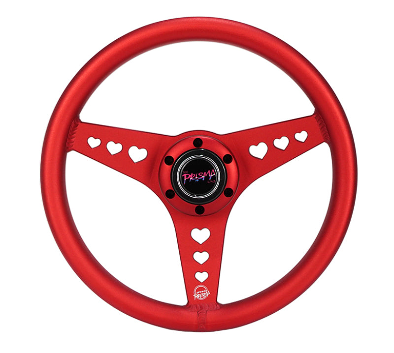 NRG All Aluminum Steering Wheel 330mm - Heart Cut Out- Ergonomic Grip- Anadized Red