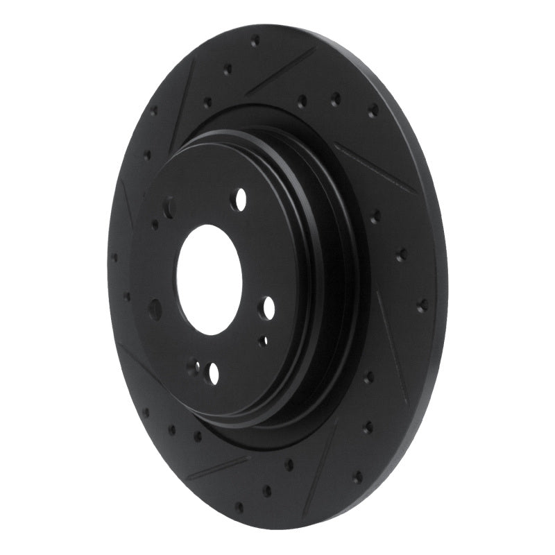 R1 Concepts R1 17-20 Acura MDX Rear Left Drilled & Slotted Black Brake Rotor
