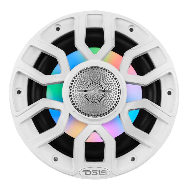 DS18 Marine 8in 2-Way 175 Watts RMS 4 ohm Digital LED Lights Bullet Tweeter Covers Included White