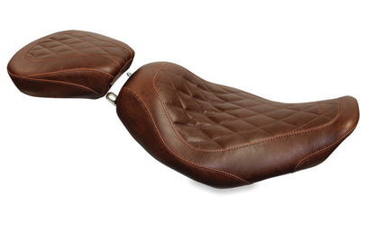 Mustang Motorcycle Mustang 97-07 Harley Rd King,06-07 Str Glide,00-05 Eagle Tripper Solo Seat Diamond Stitch - Brown