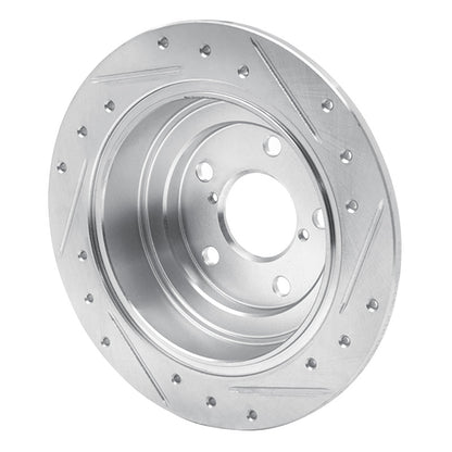 R1 Concepts R1 90-08 Saab 9-2X Rear Left Drilled & Slotted Silver Brake Rotor
