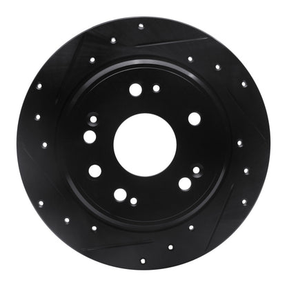 R1 Concepts R1 02-04 Honda CR-V Rear Left Drilled & Slotted Black Brake Rotor