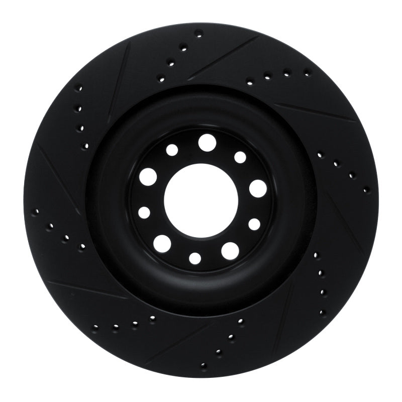 R1 Concepts R1 2017-2025 Alfa Romeo Stelvio Rear Right Drilled & Slotted Black Brake Rotor