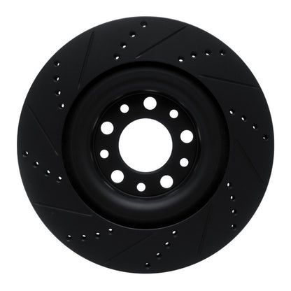 R1 Concepts R1 2017-2025 Alfa Romeo Stelvio Rear Right Drilled & Slotted Black Brake Rotor