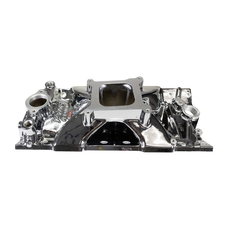 Edelbrock Chevy SB Victor Jr. 23 Degree Intake Manifold - Chrome Plasma Finish