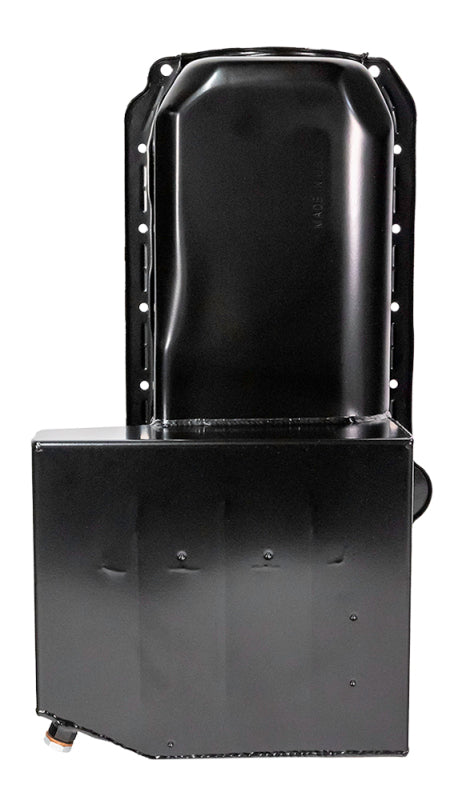 Moroso Pre-85 Chevrolet Small Block (w/Passenger Side Dipstick) Wet Sump 7qt 8in Steel Oil Pan - Blk