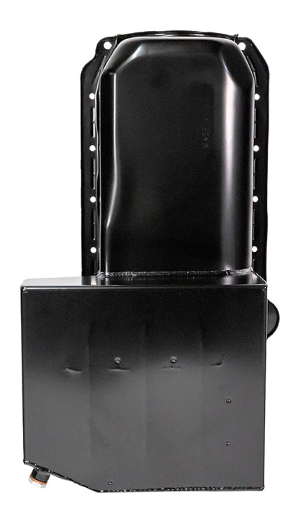Moroso Pre-85 Chevrolet Small Block (w/Passenger Side Dipstick) Wet Sump 7qt 8in Steel Oil Pan - Blk