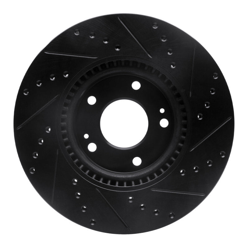 R1 Concepts R1 15-19 Kia Soul EV Front Left Drilled & Slotted Black Brake Rotor