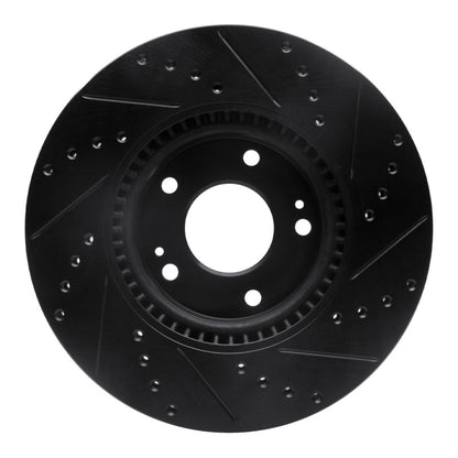 R1 Concepts R1 15-19 Kia Soul EV Front Left Drilled & Slotted Black Brake Rotor
