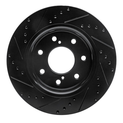 R1 Concepts R1 10-14 Ford F-150 RWD Front Right Drilled & Slotted Black Brake Rotor