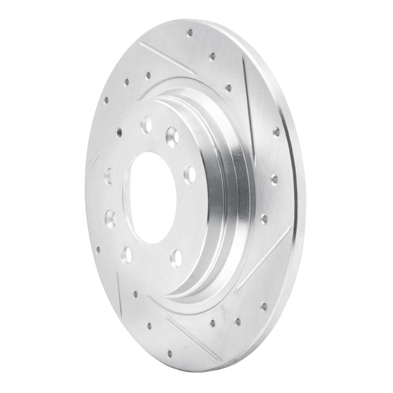 R1 Concepts R1 98-15 Ford Fusion Rear Right Drilled & Slotted Silver Brake Rotor