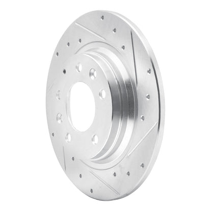 R1 Concepts R1 98-15 Ford Fusion Rear Right Drilled & Slotted Silver Brake Rotor