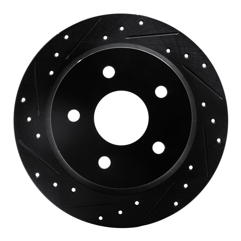 R1 Concepts R1 99-04 Jeep Grand Cherokee Rear Left Drilled & Slotted Black Brake Rotor