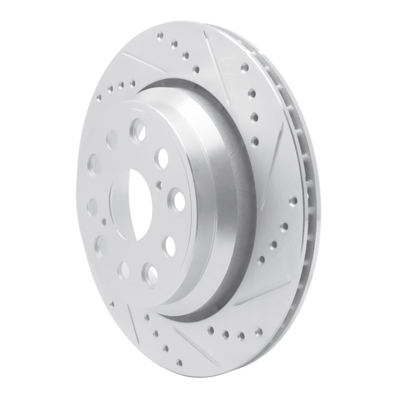 R1 Concepts R1 07-17 Lexus LS460 Rear Right Drilled & Slotted Silver Brake Rotor