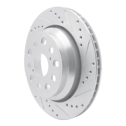R1 Concepts R1 07-17 Lexus LS460 Rear Right Drilled & Slotted Silver Brake Rotor