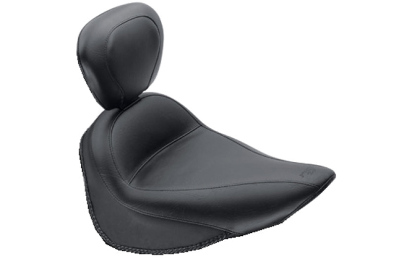 Mustang Motorcycle Mustang 84-06 Harley Standard Rear Tire Standard Touring Solo Seat w/Driver Backrest - Black