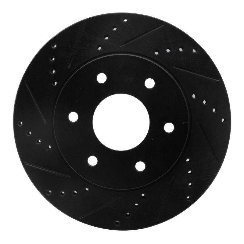 R1 Concepts R1 04-05 Infiniti QX56 Front Left Drilled & Slotted Black Brake Rotor