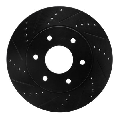 R1 Concepts R1 04-05 Infiniti QX56 Front Left Drilled & Slotted Black Brake Rotor