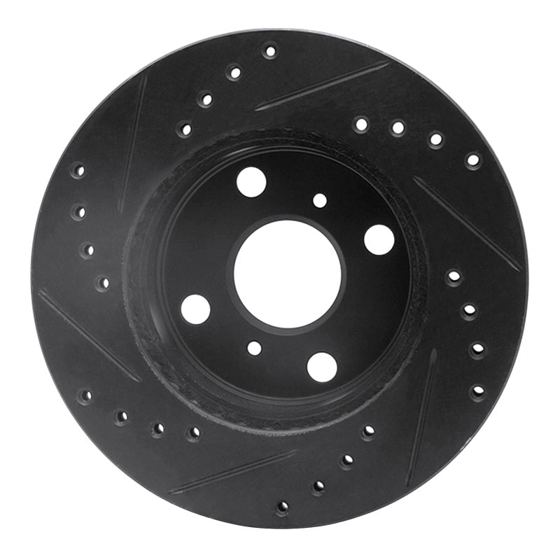 R1 Concepts R1 84-88 Chevrolet Nova Front Left Drilled & Slotted Black Brake Rotor