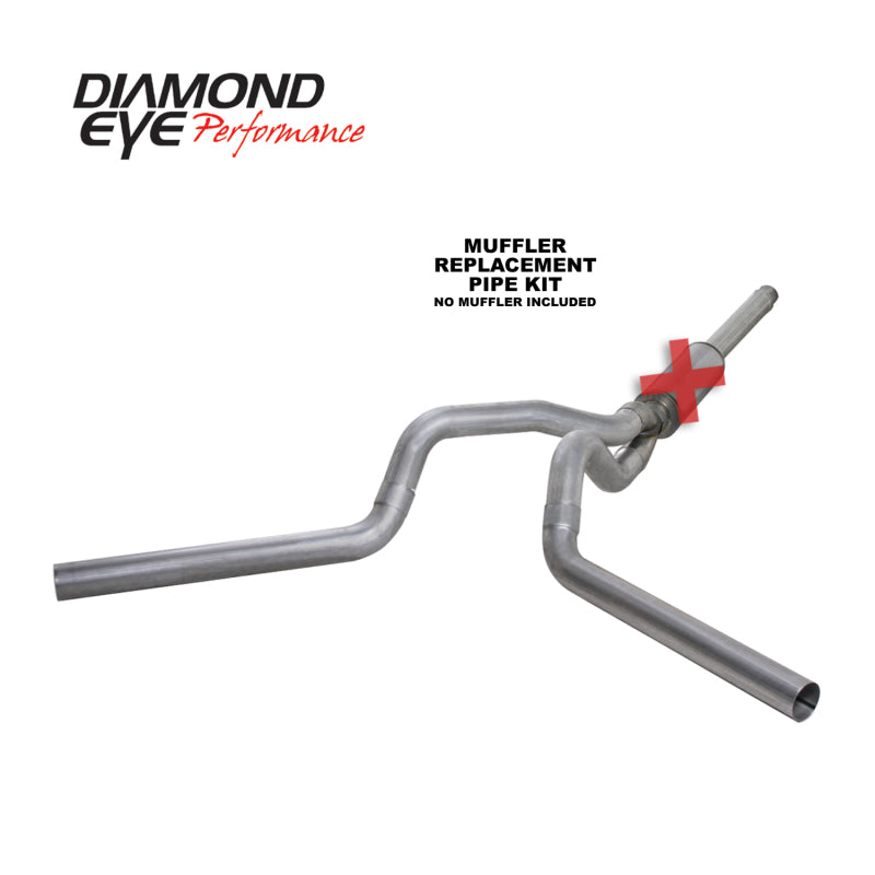 Diamond Eye Performance Diamond Eye KIT 4in Catback MFLR RPLCMENT PIPE DUAL AL: 94-97 FORD 7.3L F250/F350 PWRSTROKE