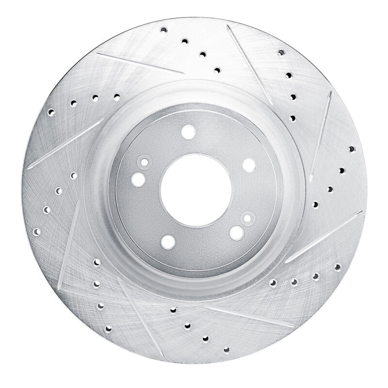 R1 Concepts R1 2022-2023 Genesis G70 Front Right Drilled & Slotted Silver Brake Rotor